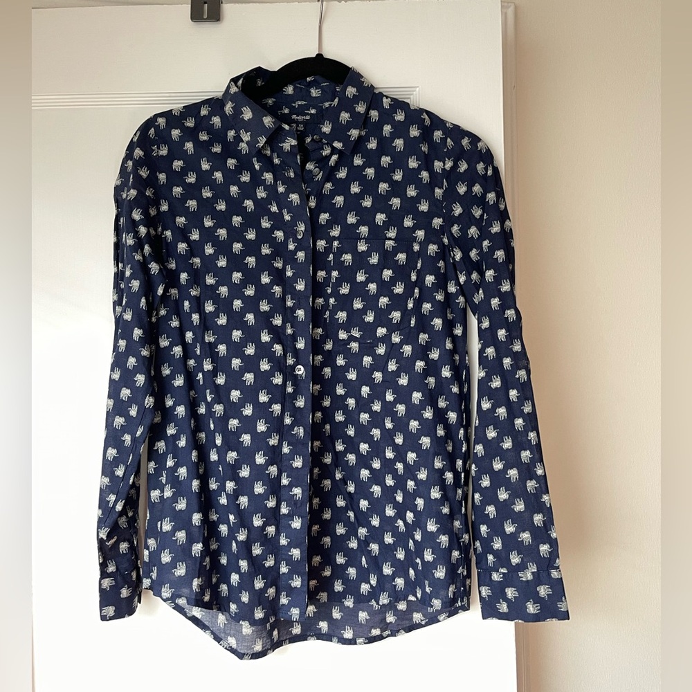 Elephant printed button down